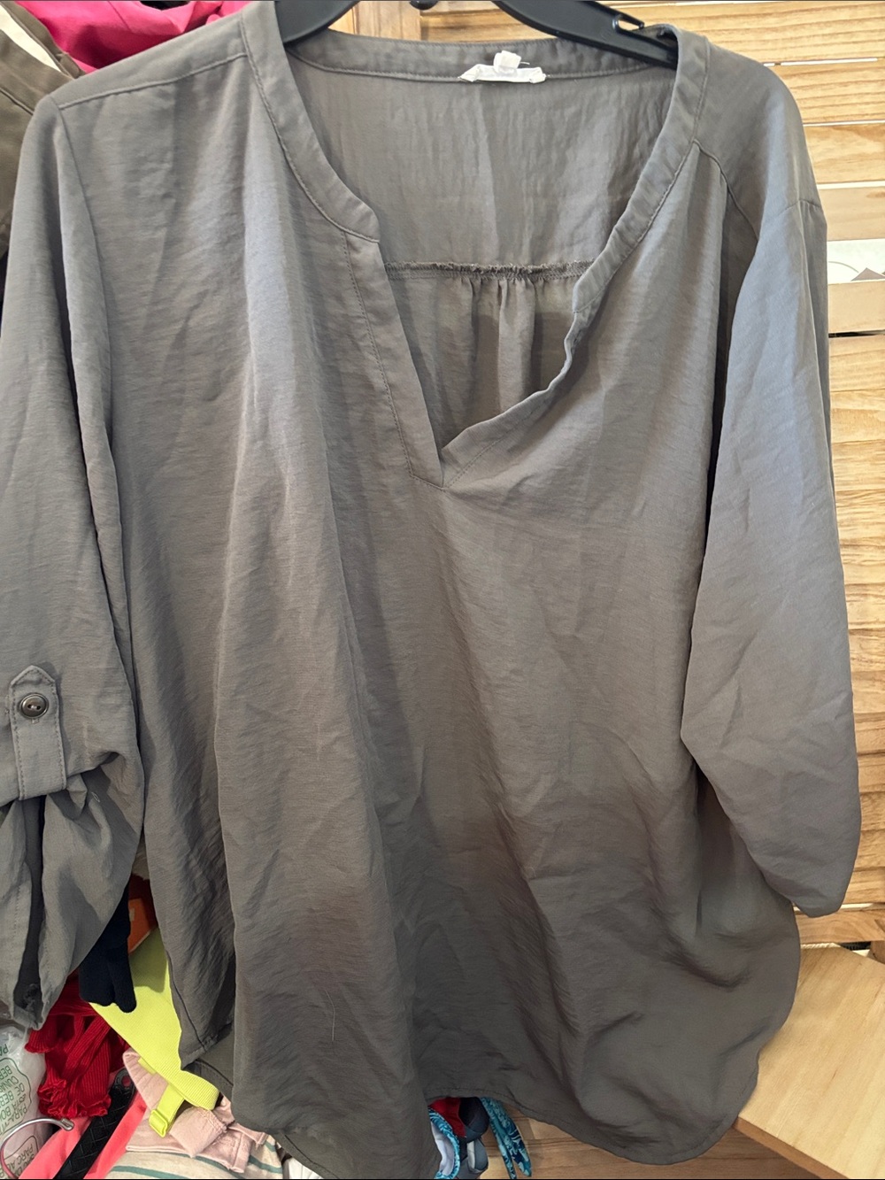 Maurices Olive Gray V-Neck Tunic Top XXL